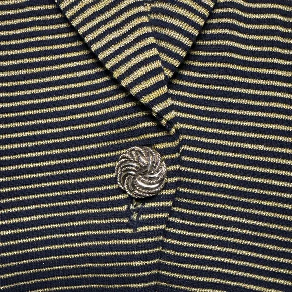 Misook Cardigan Blazer Jacket Womens XS Gold Black Textured Stripe - Picture 5 of 5